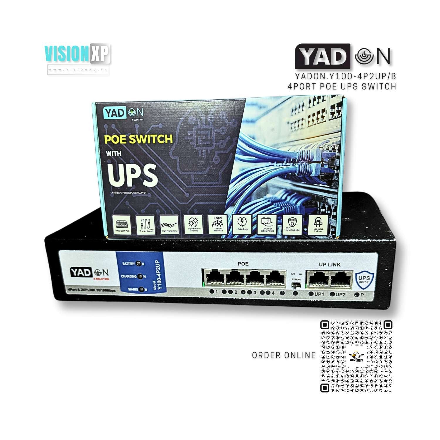Yadon Y100-4P2UP/B 4port POE Network Switch with Built in UPS Yadon Y100-4P2UP/B 4port POE Network Switch with Built in UPS